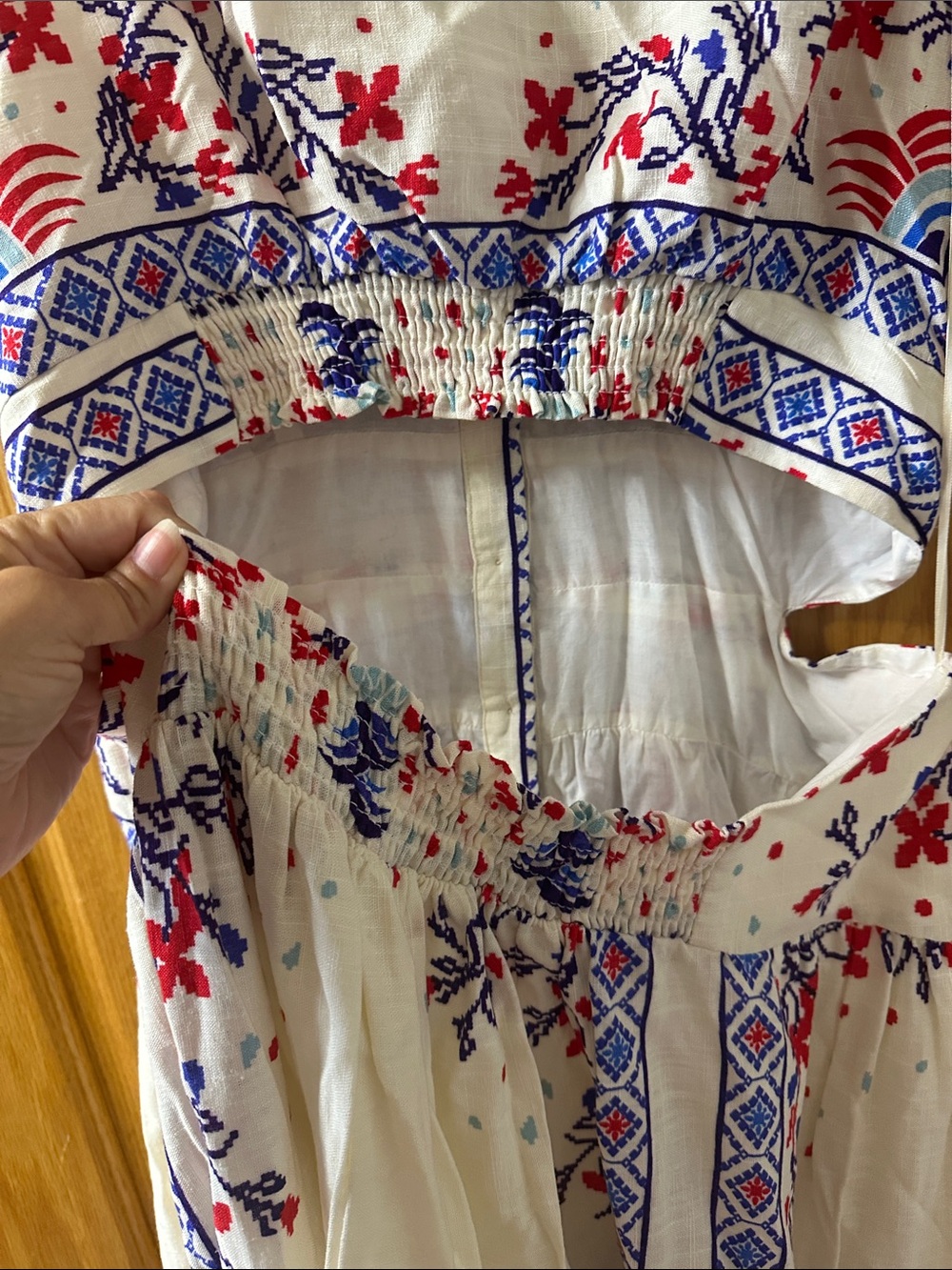 1. State White Maxi Dress with Blue & Red - Picture 8 of 8